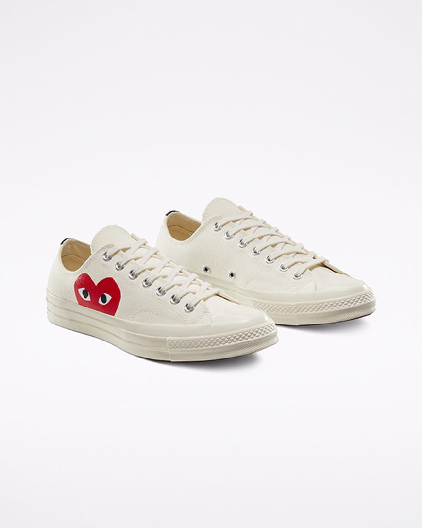 Tenisi Barbati Converse x Comme des Garçons PLAY Chuck 70 Albi Rosii | RO TEKPW475